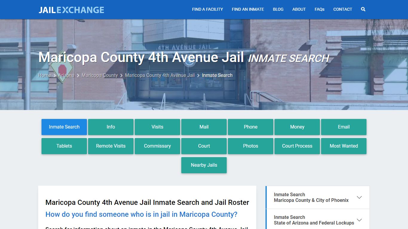 Maricopa County 4th Avenue Jail Inmate Search - Jail Exchange