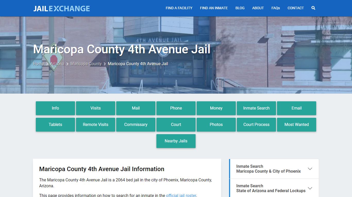 Maricopa County 4th Avenue Jail , AZ Inmate Search, Information